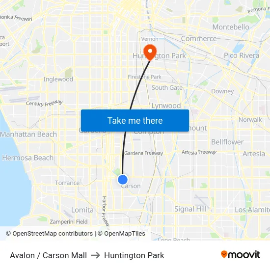 Avalon / Carson Mall to Huntington Park map