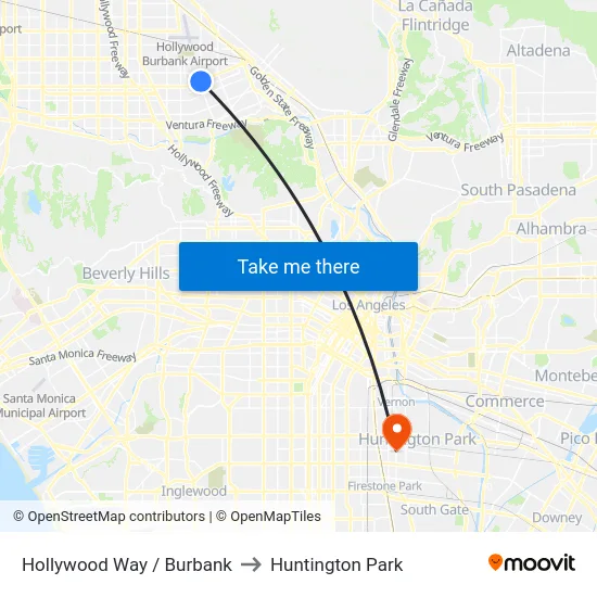 Hollywood Way / Burbank to Huntington Park map
