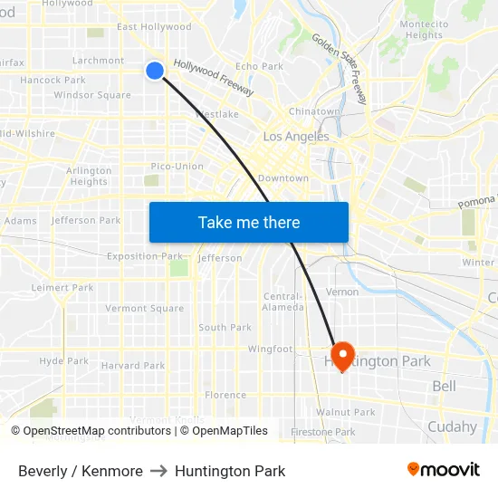 Beverly / Kenmore to Huntington Park map
