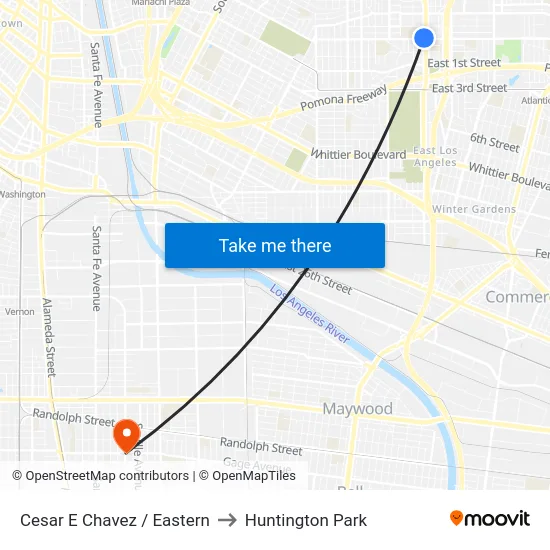 Cesar E Chavez / Eastern to Huntington Park map