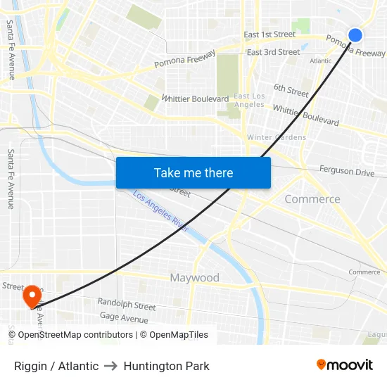 Riggin / Atlantic to Huntington Park map