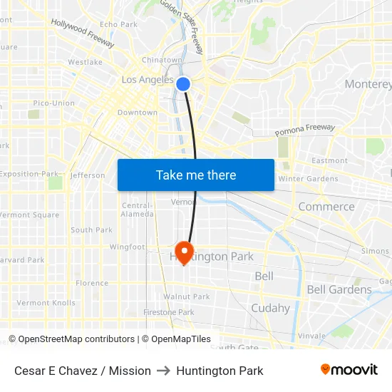 Cesar E Chavez / Mission to Huntington Park map