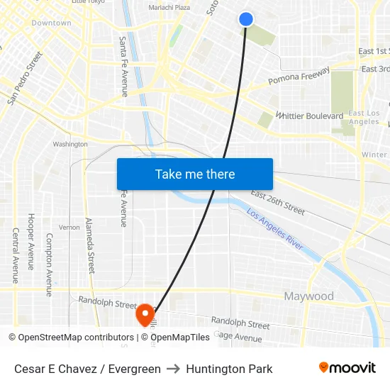 Cesar E Chavez / Evergreen to Huntington Park map