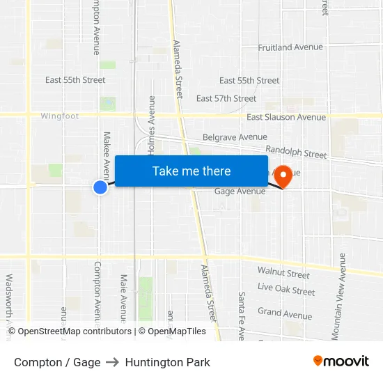 Compton / Gage to Huntington Park map