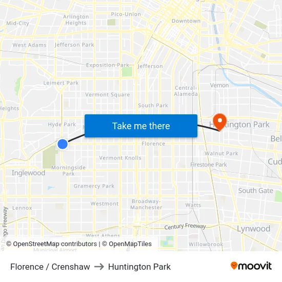 Florence / Crenshaw to Huntington Park map