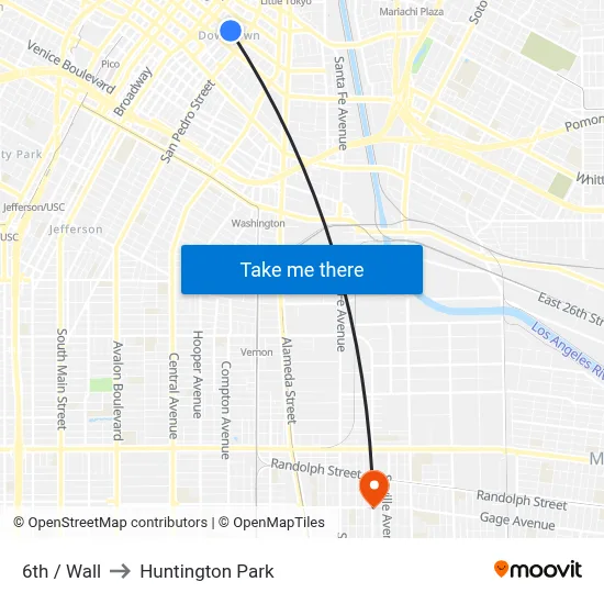 6th / Wall to Huntington Park map