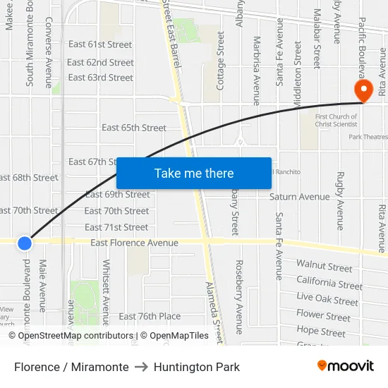 Florence / Miramonte to Huntington Park map