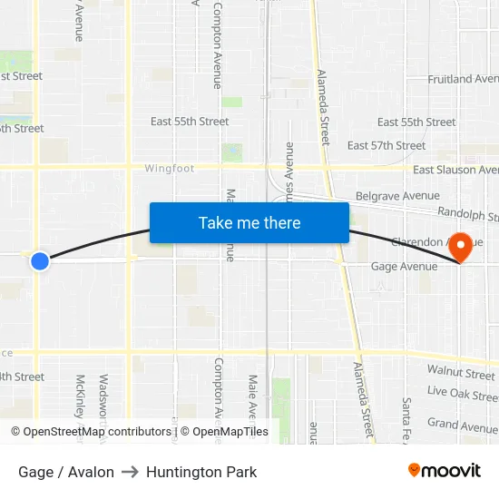 Gage / Avalon to Huntington Park map