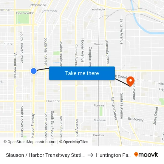 Slauson / Harbor Transitway Station to Huntington Park map