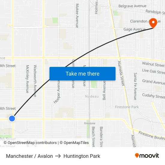 Manchester / Avalon to Huntington Park map