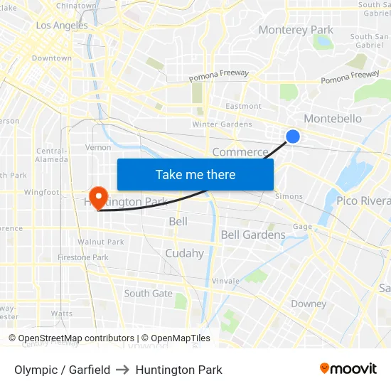 Olympic / Garfield to Huntington Park map