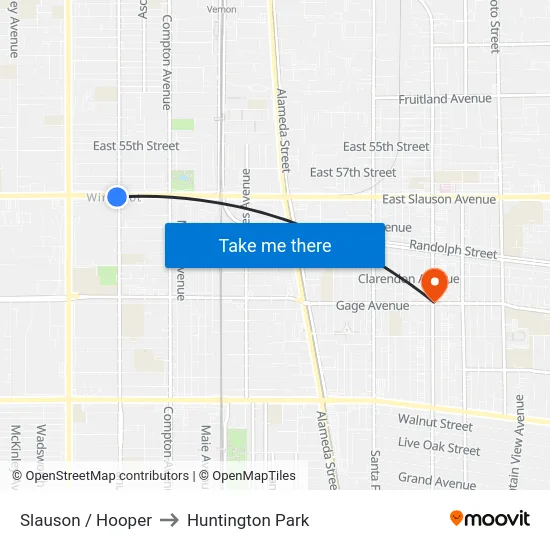 Slauson / Hooper to Huntington Park map