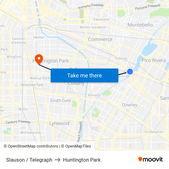 Slauson / Telegraph to Huntington Park map