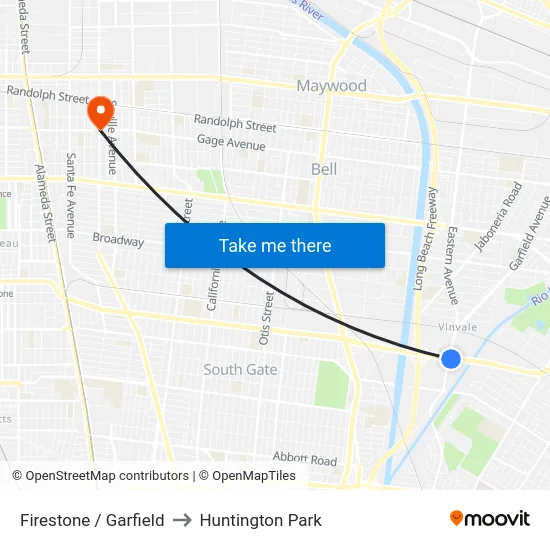 Firestone / Garfield to Huntington Park map