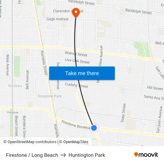 Firestone / Long Beach to Huntington Park map