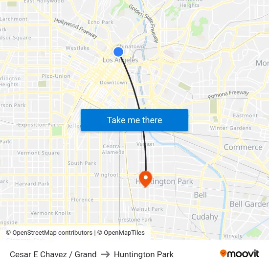 Cesar E Chavez / Grand to Huntington Park map