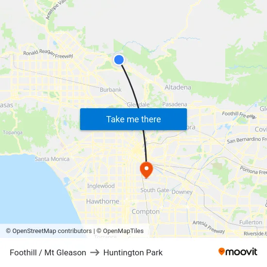 Foothill / Mt Gleason to Huntington Park map
