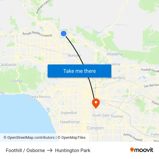 Foothill / Osborne to Huntington Park map