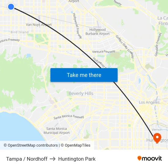 Tampa / Nordhoff to Huntington Park map