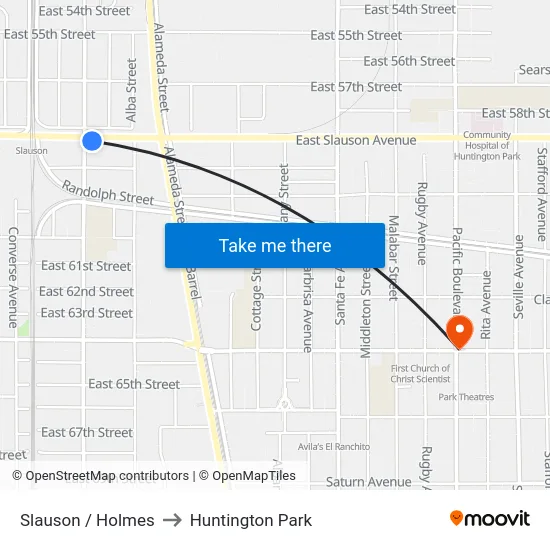 Slauson / Holmes to Huntington Park map