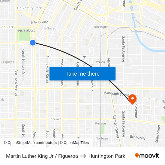 Martin Luther King Jr / Figueroa to Huntington Park map