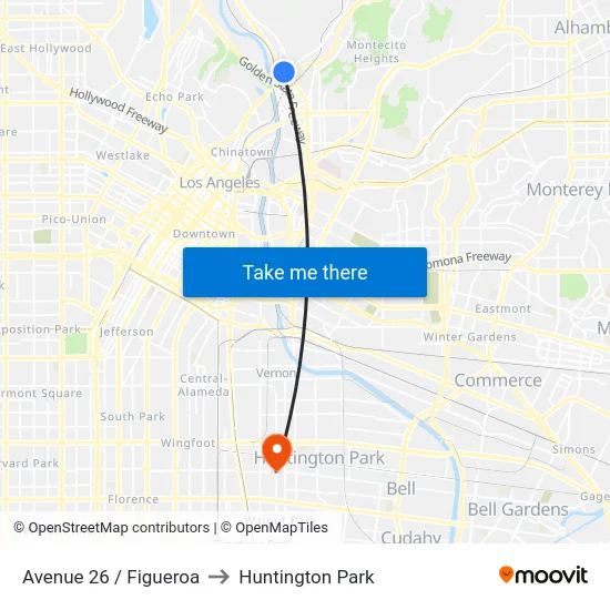 Avenue 26 / Figueroa to Huntington Park map