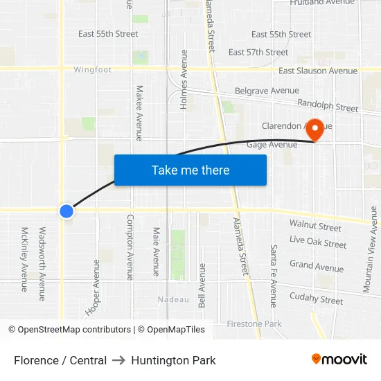 Florence / Central to Huntington Park map