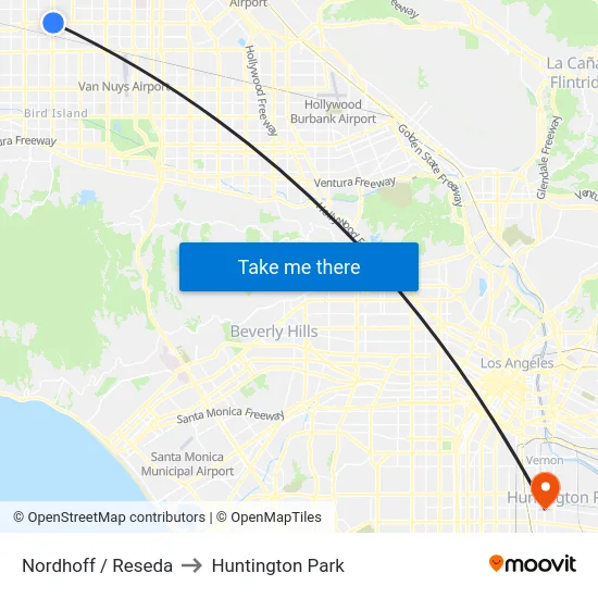 Nordhoff / Reseda to Huntington Park map