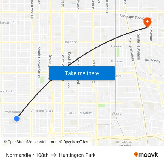 Normandie / 108th to Huntington Park map