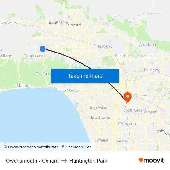 Owensmouth / Oxnard to Huntington Park map