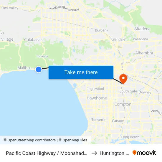 Pacific Coast Highway / Moonshadows Rest to Huntington Park map