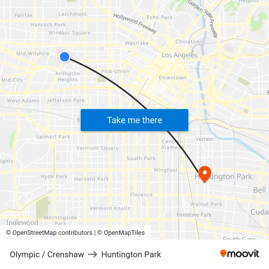 Olympic / Crenshaw to Huntington Park map
