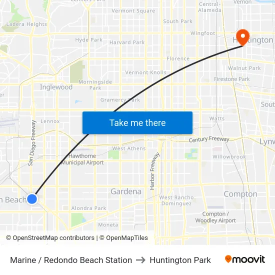 Marine / Redondo Beach Station to Huntington Park map