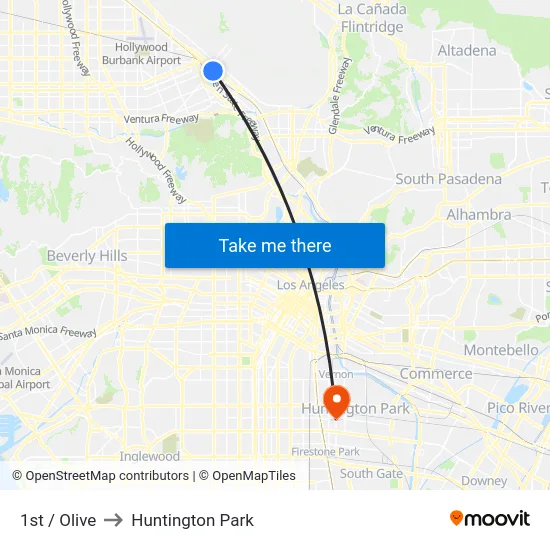 1st / Olive to Huntington Park map