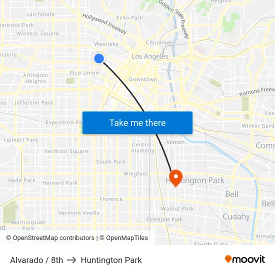 Alvarado / 8th to Huntington Park map