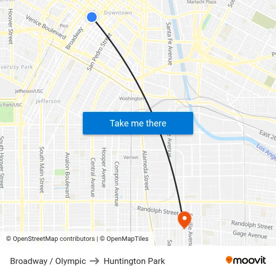 Broadway / Olympic to Huntington Park map