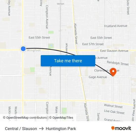 Central / Slauson to Huntington Park map