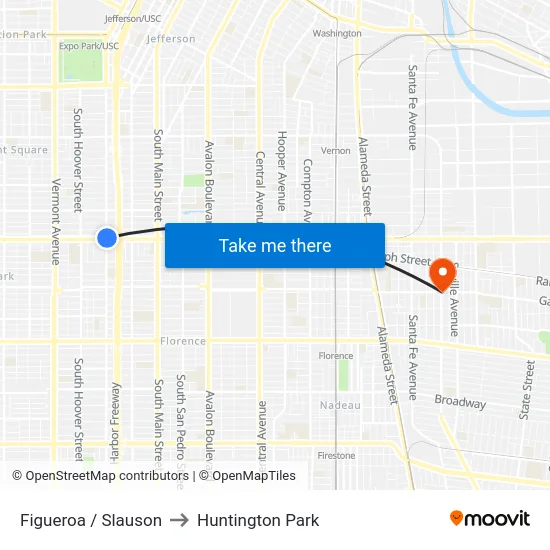 Figueroa / Slauson to Huntington Park map