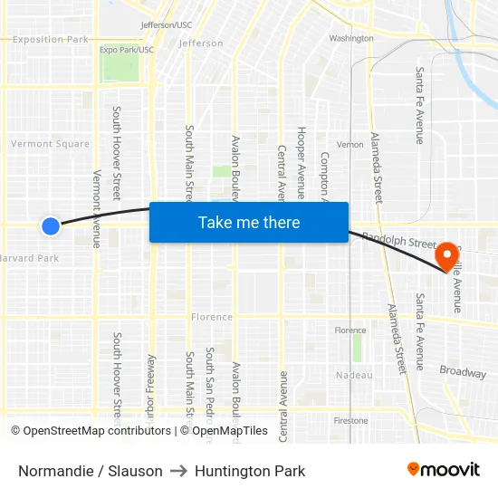 Normandie / Slauson to Huntington Park map
