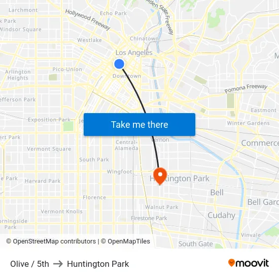 Olive / 5th to Huntington Park map