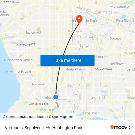 Vermont / Sepulveda to Huntington Park map