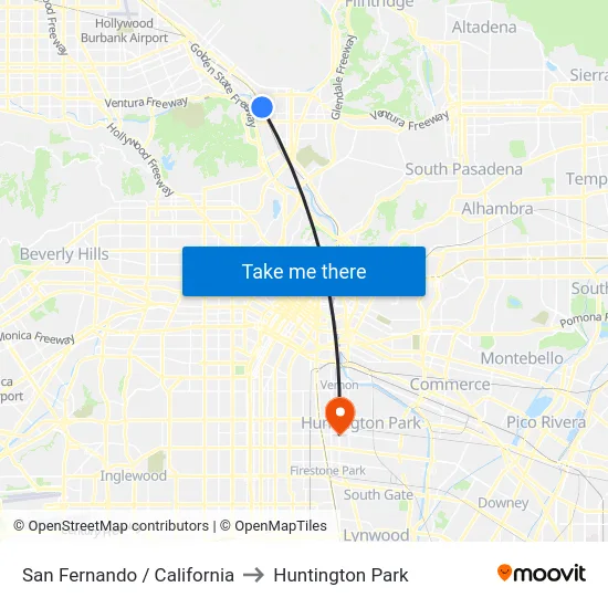 San Fernando / California to Huntington Park map