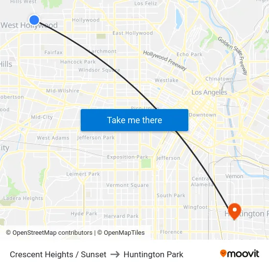 Crescent Heights / Sunset to Huntington Park map