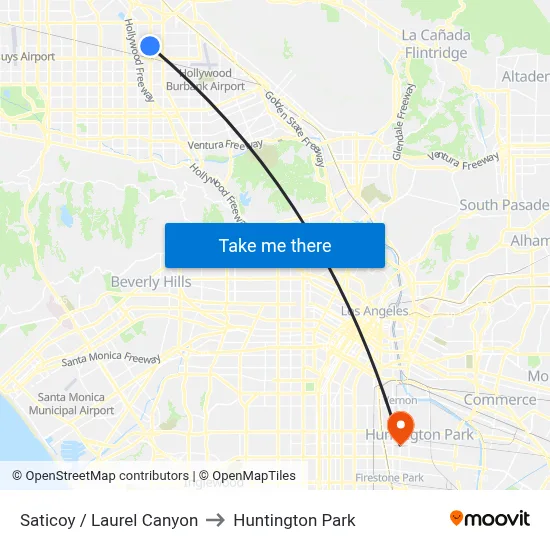 Saticoy / Laurel Canyon to Huntington Park map