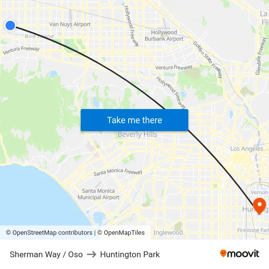 Sherman Way / Oso to Huntington Park map
