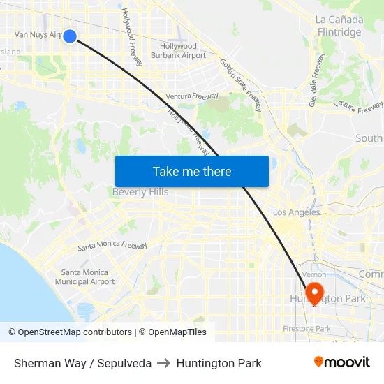 Sherman Way / Sepulveda to Huntington Park map