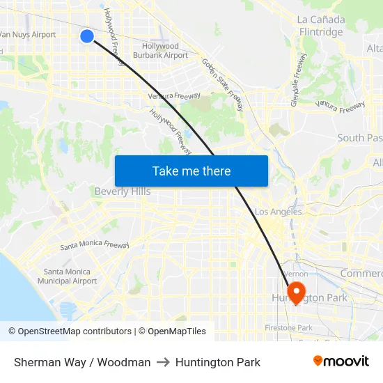Sherman Way / Woodman to Huntington Park map