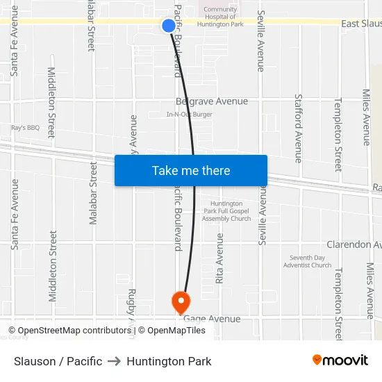 Slauson / Pacific to Huntington Park map