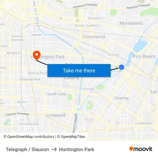 Telegraph / Slauson to Huntington Park map
