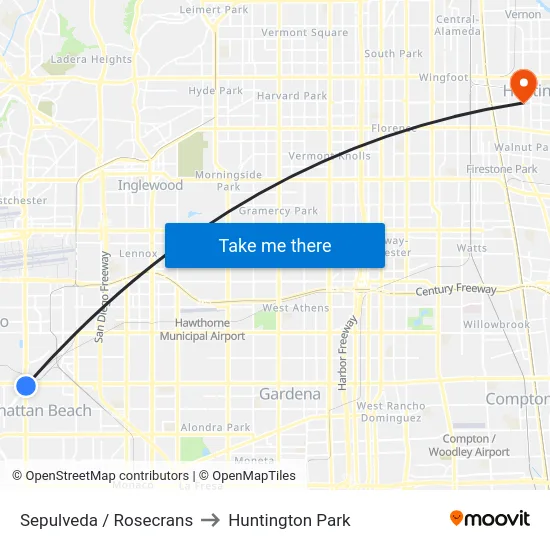 Sepulveda / Rosecrans to Huntington Park map